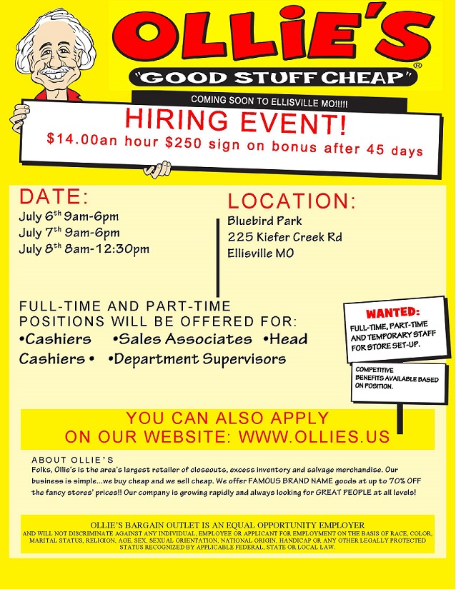 Ollie's Good Stuff Cheap is coming to Ellisville MO!