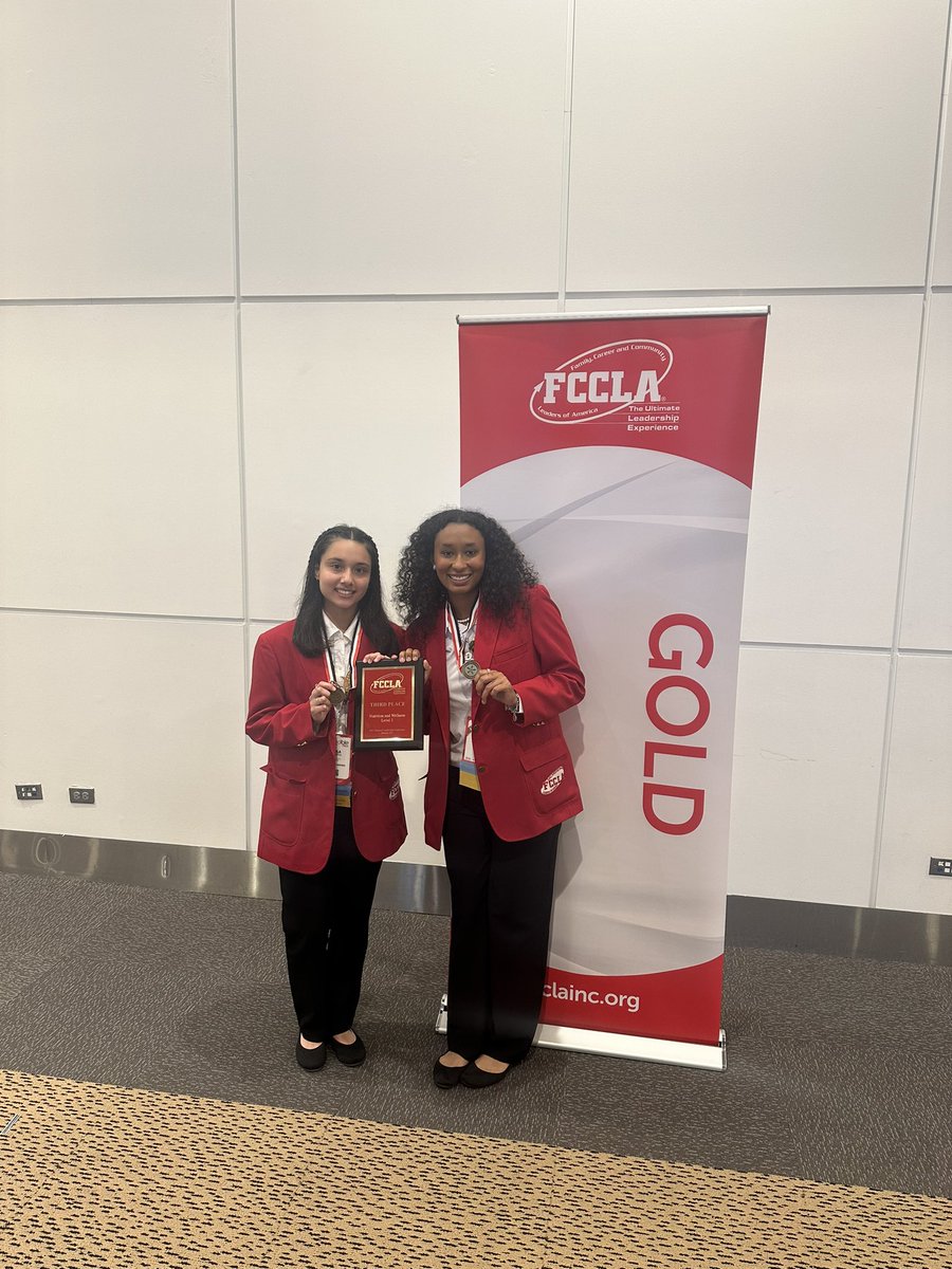 rowe_fccla's tweet photo. Congratulations to @rowe006 FCCLA members Nila Cortez and Luanice Rivera for placing 3rd place in the NATION in  the FCCLA Nutrition and Wellness Star Event in Denver, Colorado #NLC23 This is a huge accomplishment!! 🎉🏆 @McAllenISDCTE @RoweCTE_CRivera @aechsculinary @fcs_m_garza https://t.co/mMczoGPah1
