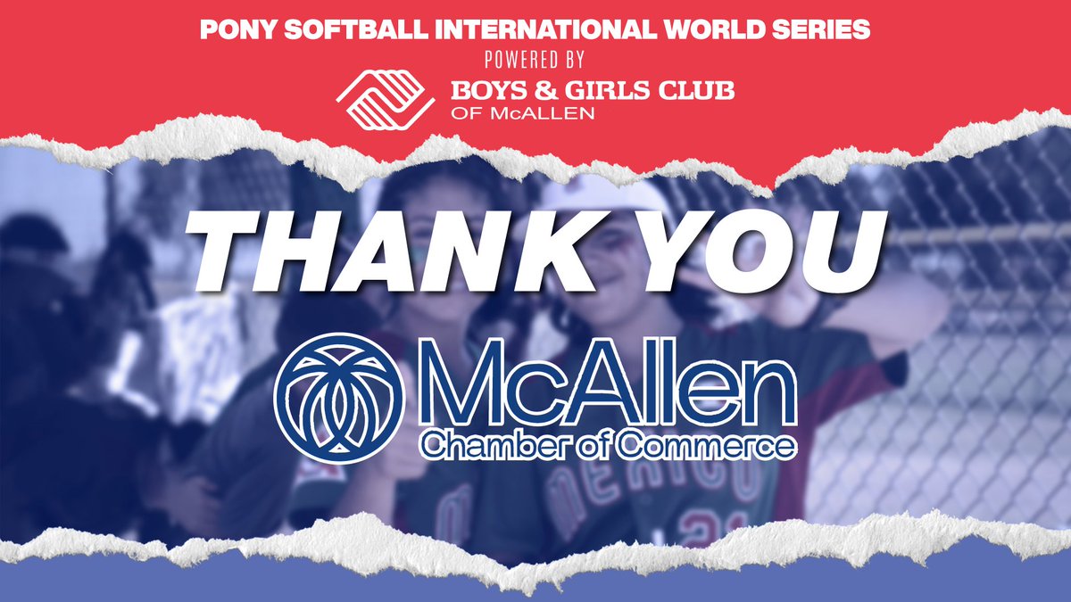 BGC McAllen (@bgcmcallen) on Twitter photo BGCM proudly announces <a href="/mcallencofc/">McAllen Chamber</a> as a Home Run Sponsor for the PONY Softball International World Series. This tournament will take place 7/20/23 - 7/23/23, with Opening Ceremonies to be held on 7/19/23, beginning at 6:00 p.m. at the McAllen Veterans Memorial Stadium. BGCM proudly announces <a href="/mcallencofc/">McAllen Chamber</a> as a Home Run Sponsor for the PONY Softball International World Series. This tournament will take place 7/20/23 - 7/23/23, with Opening Ceremonies to be held on 7/19/23, beginning at 6:00 p.m. at the McAllen Veterans Memorial Stadium.