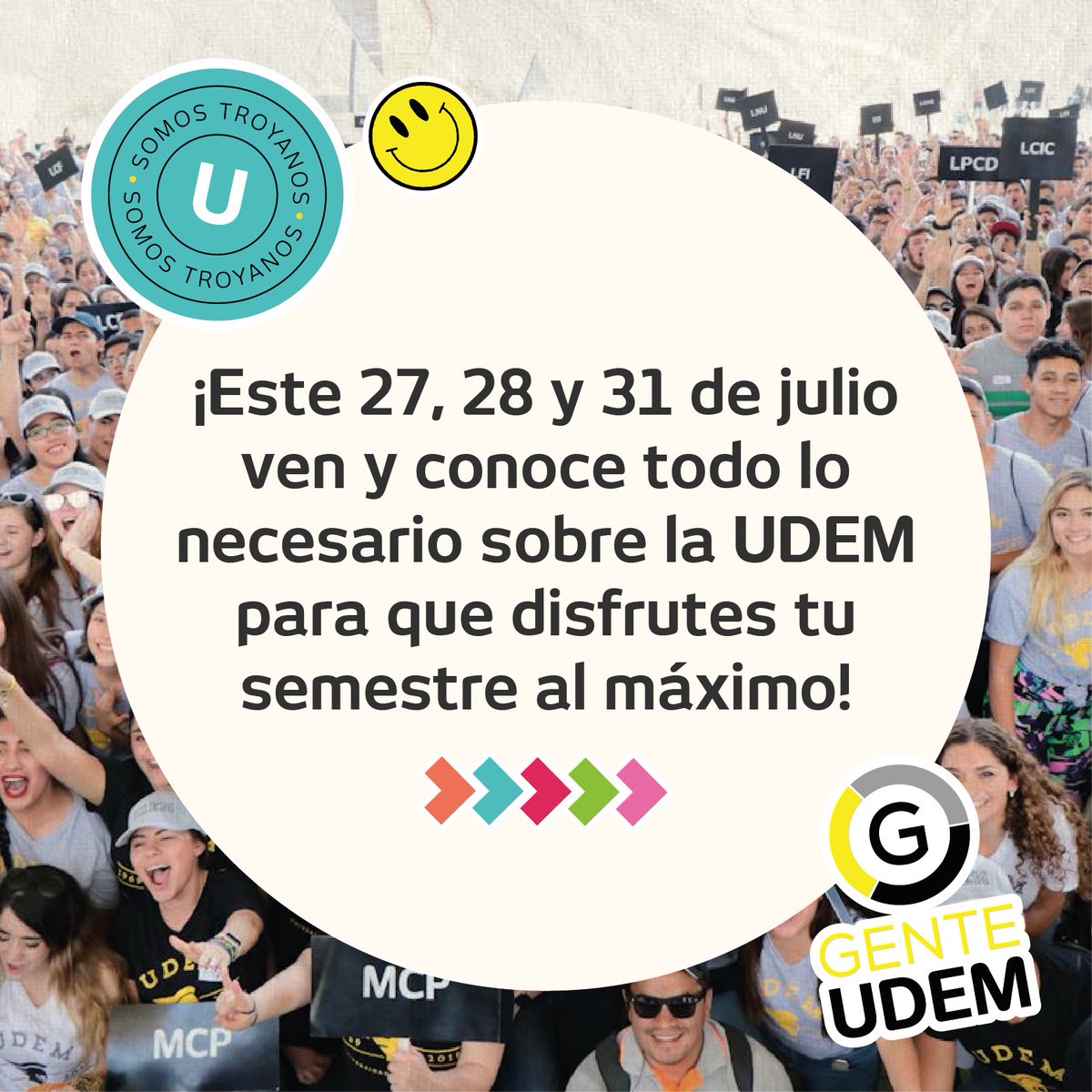 ¿Preparados para la mejor bienvenida? 🤩

#GenteUDEM es el evento donde encontrarás todo lo que necesitas para iniciar tu vida universitaria. 💛

¡Separa las fechas! 

🗓 27, 28 y 31 de julio

¡Los esperamos! ✨
