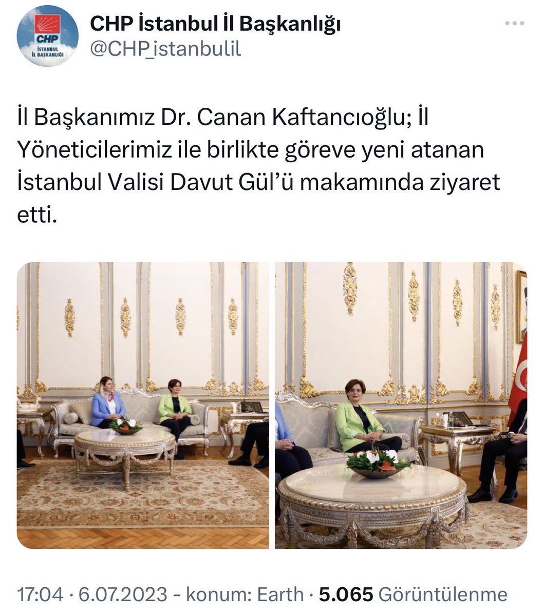 Sayın İstanbul Valisi,

Canan Kaftancıoğlu kesinleşen yargı kararıyla CHP il başkanlığı görevinden el çektirilen ve halen “Siyasi Yasaklı” olan birisi.

Siz hangi devlet teamülü gereği kendisini “CHP İstanbul İl başkanı” olarak kabul ettiniz ?
<a href="/gul_davut/">Davut GÜL</a>