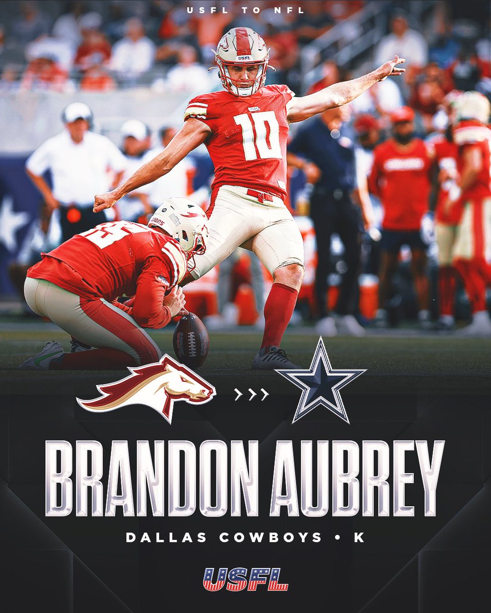 2x USFL Champion and former <a href="/USFLStallions/">Birmingham Stallions</a> K <a href="/Brandon_Aubrey/">Brandon Aubrey</a> has signed with the Dallas Cowboys 👏