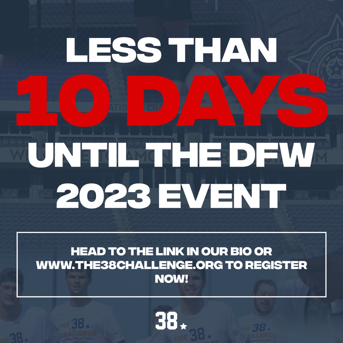 Our DFW event is right around the corner and it's one you don't want to miss!

If you have yet to register visit the link in our bio or head to the38challenge.org and we look forward to seeing you all there!

#mentalhealth #workout #event #the38challenge