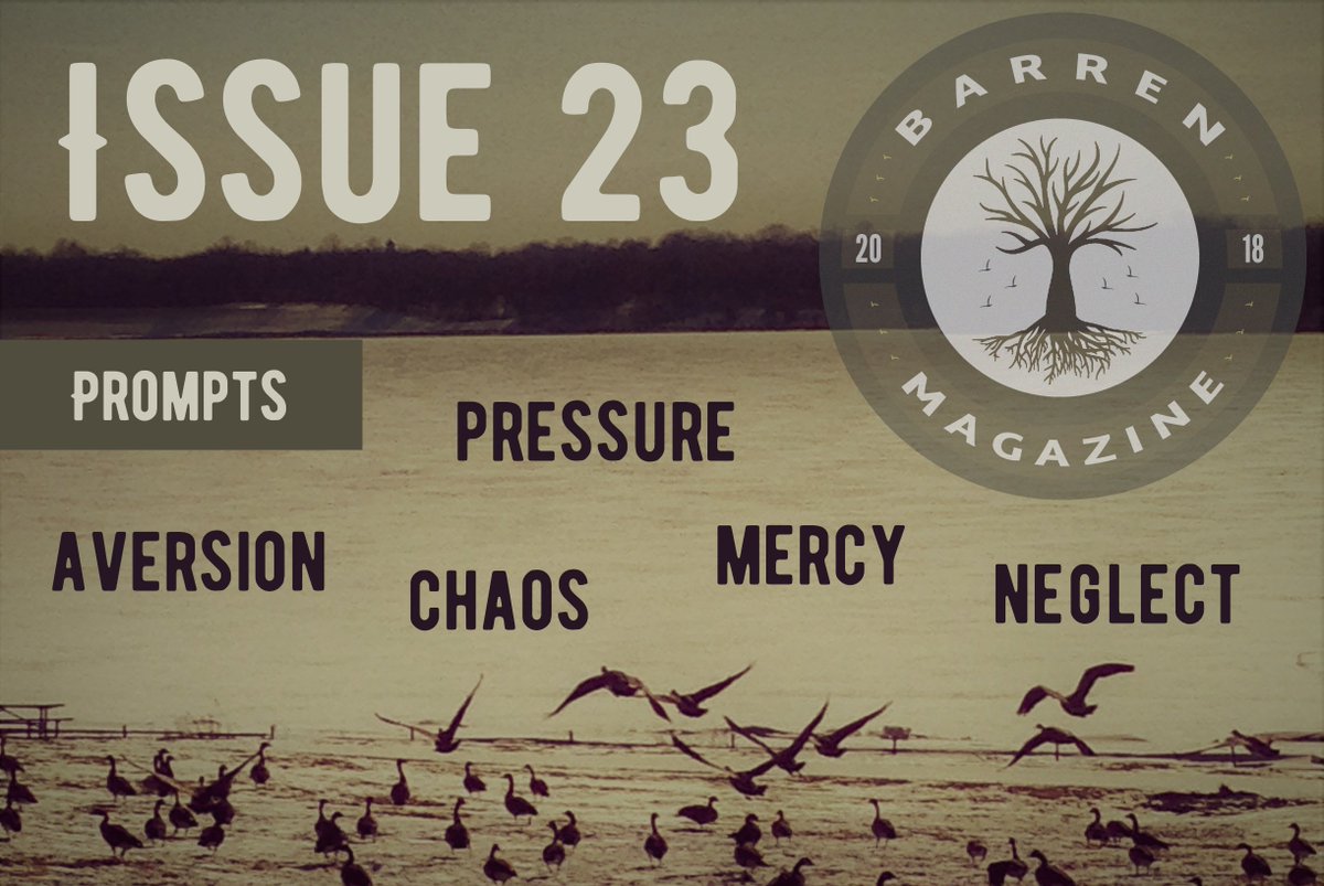 We are OPEN for submissions! Send us your best #poetry, #fiction, #flashfiction, #creativenonfiction, #flashcnf, #photography, & #VisualArt. 

See barrenmagazine.com/submissions for details. 

#WritingCommunity #poetrytwitter