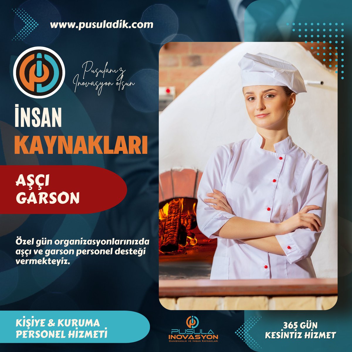 pusuladik's tweet photo. 🧭Pusula İnovasyon - İK Hizmetlerimiz
📝Aşçı Garson Personeli
📍Özel gün organizasyonlarınızda aşçı ve garson personel desteği vermekteyiz.

#Pusulaİnovasyon #PiDijitalMedya #İnsanKaynakları #Aşçı https://t.co/aP6x5SC2aA