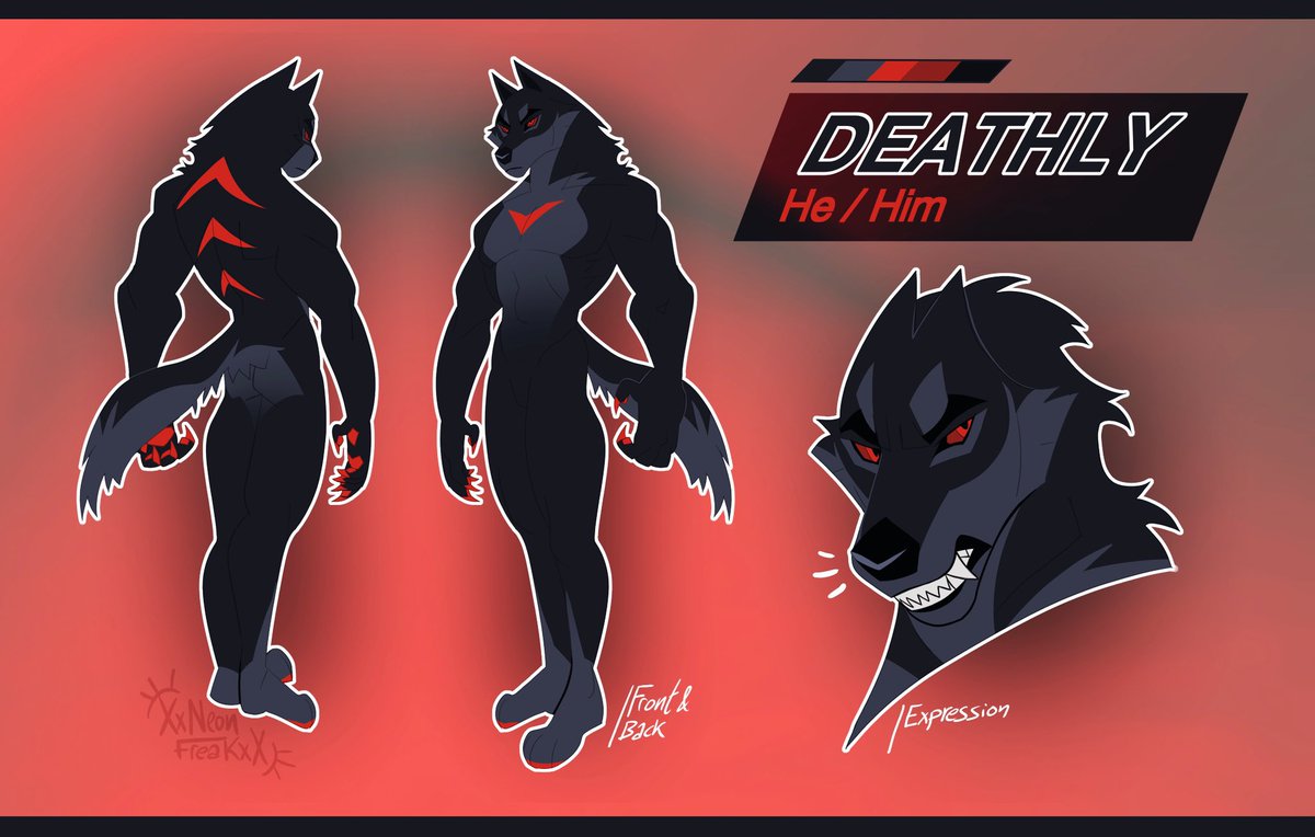 XxNeonFreakxX's tweet photo. Here’s a ref of a big sharp looking dude 
🔥😈🔥
[ref sheet commission for @vJAYFOXXv ] https://t.co/uUMK8rO88M