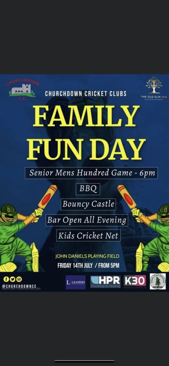 Family fun day 14th July, should be a great evening and a good fundraiser for the club, there is also a raffle and donations are welcome <a href="/GlosCricketFdn/">Gloucestershire Cricket Foundation</a> <a href="/Gloscricket/">Gloucestershire Cricket</a>