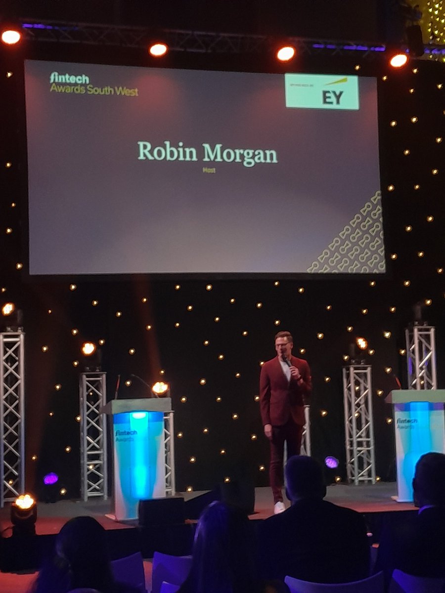 FinAwardsSWest's tweet photo. The night is being hosted by the marvellous @robinjaymorgan #FinTechAwardsSW https://t.co/xhlfNZPbtf