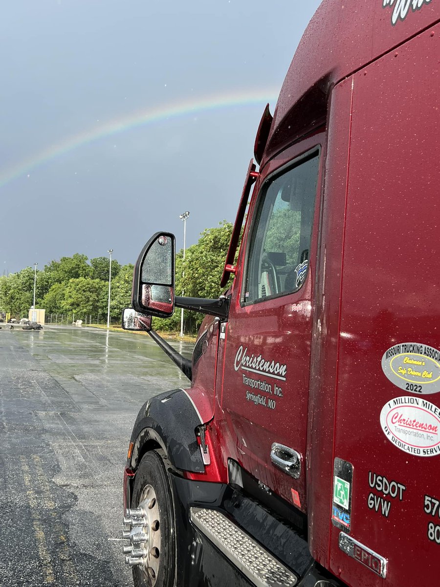 CHNSTRUCKING's tweet photo. Shoutout to Christenson Driver Ralph P. for capturing this awesome picture of his truck and rainbow. #christensondrivers #christensontrans #safetytakespriority #wherethetruckerstruck #OTR #CDL #truckerlife https://t.co/H6pnQYT3wX