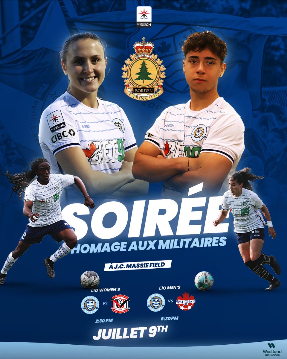 RoversFC_L1O's tweet image. Military Appreciation Night - Soirée homage aux militaires at J.C. Massie Field this SUNDAY! 🫡

Celebrate our veterans with the Rovers on Sunday, July 9th as we will be providing 150 complimentary tickets CFB Borden and family and friends!

#ThePeopleAreTheCounty #SCRFC #L1O