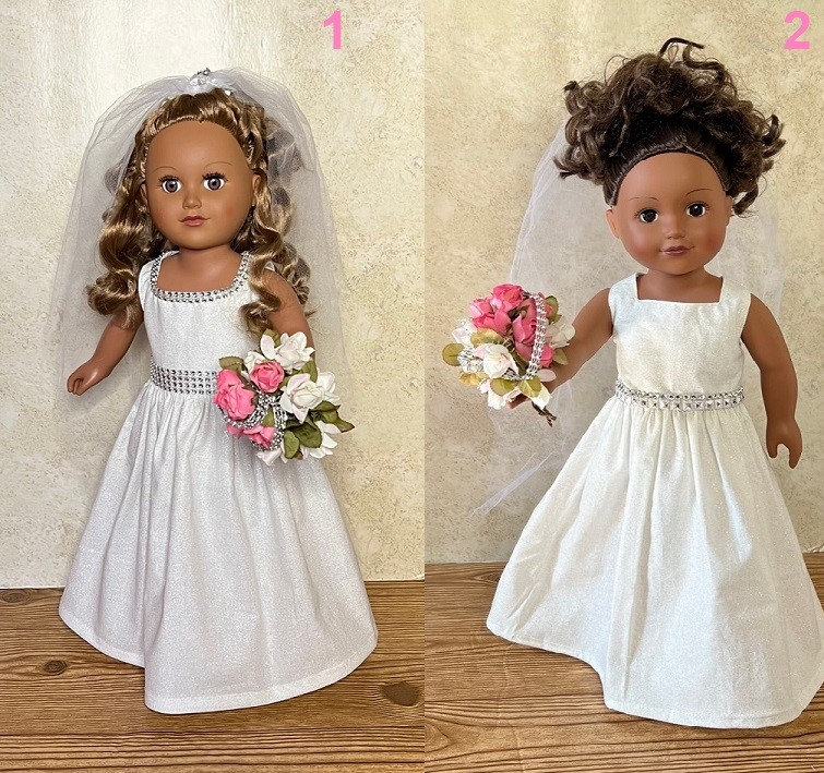 and_beanie's tweet photo. Thanks for the kind words! ★★★★★ "Beautifully made! Loved the veil. My nieces (the flower girls in my wedding) were excited to get them!" Stephanie #handmadedolldress #18indolldress #americangirldoll #agdollclothes #weddingdollgown #flowergirl https://t.co/kKEUJ9X2L2 https://t.co/4GOzF7x3lr