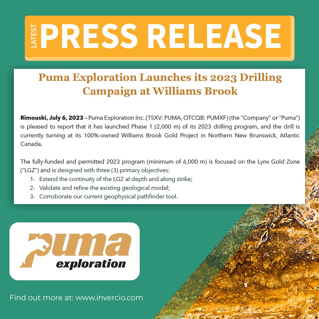 Great #news from @ExplorationPuma 😎 ⛏
Find out more here:
invercio.com/fr/companies/p…
#PumaExploration #DrillingProgram #WilliamsBrookGoldProject #GoldExploration #NorthernNewBrunswick #GeologicalModel #HighGradeGold #QuartzVeins #BonanzaGrade