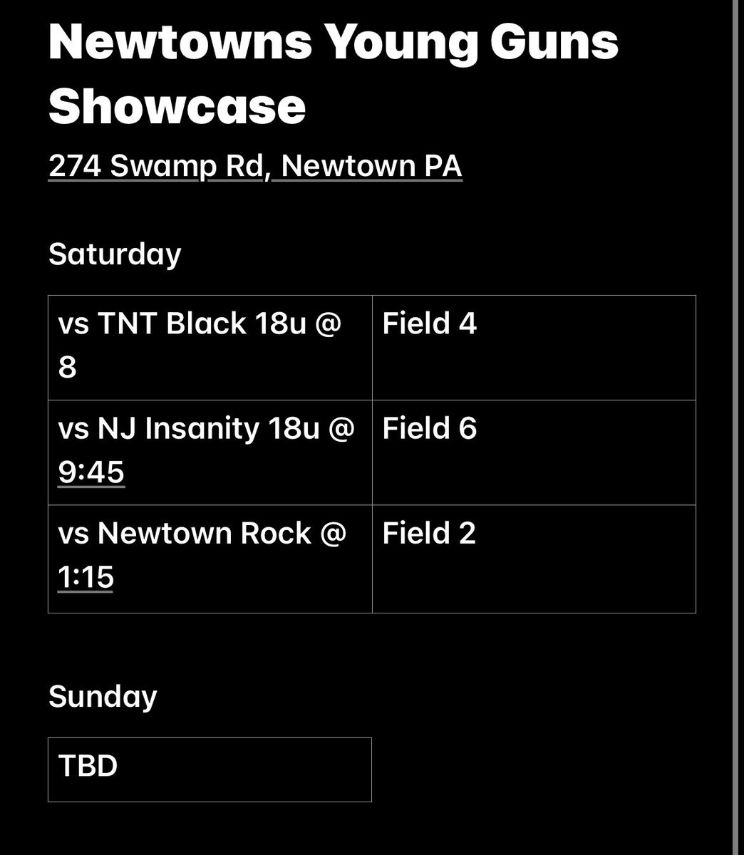 chloefrommelt27's tweet photo. Super excited to spend my weekend in Newtown PA attending  the Young Guns Showcase!! I have attached my game schedule for Saturday, although Sunday is TBD. Always looking forward to playing ball!! @MessiahSoftball @StocktonSofball @njhitz @ccmtitans @VernSoftball https://t.co/XrXSFZUYDq