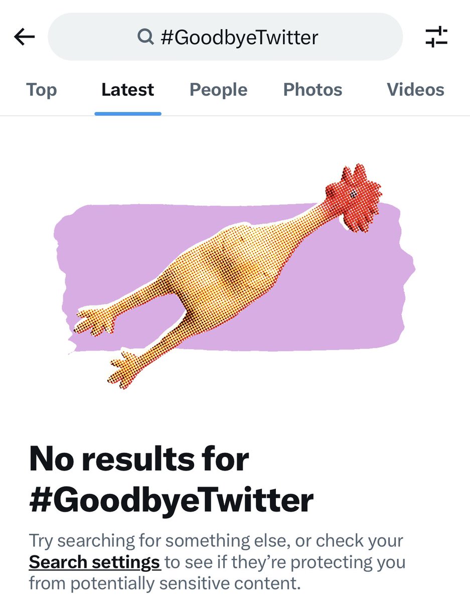 Oh, Elon. I think there are results for #GoodbyeTwitter and you just don’t want to show me them.