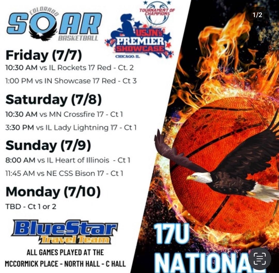 Ready to hit the courts in Chicago with my Soar teammates. Come see us play!! @USJN @BlueStarBB @SOARbasketball