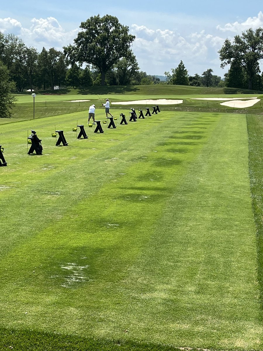 Last Friday we mixed up new divot mix for our range tee. We added 30% <a href="/mirimichigreen/">Mirimichi Green</a> to our mix and filled those in the back row. I wonder if the extra carbon has our zoysia around these divots on fire? <a href="/SiteOneSupply/">SiteOne Landscape Supply</a> <a href="/TBrammeier/">Tim Brammeier</a>