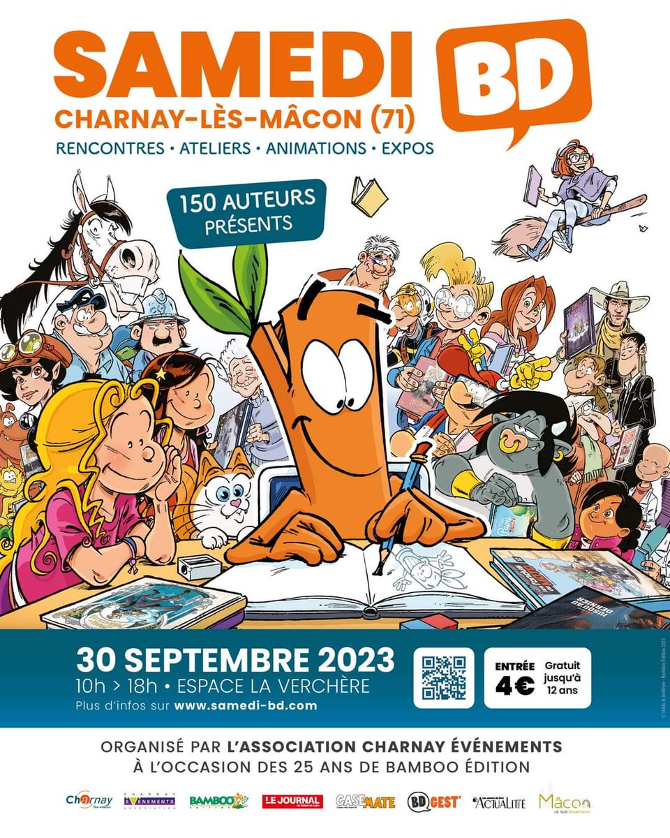 Fluide Glacial participe au Festival Samedi BD pour les 25 ans du groupe Bamboo ! RDV sam 30 sept à Charnay Lès Mâcon. 150 auteurs, dédicaces, battles de dessin, rencontres, expos et vente aux enchères au profit d’une asso contre la faim en France. samedi-bd.com