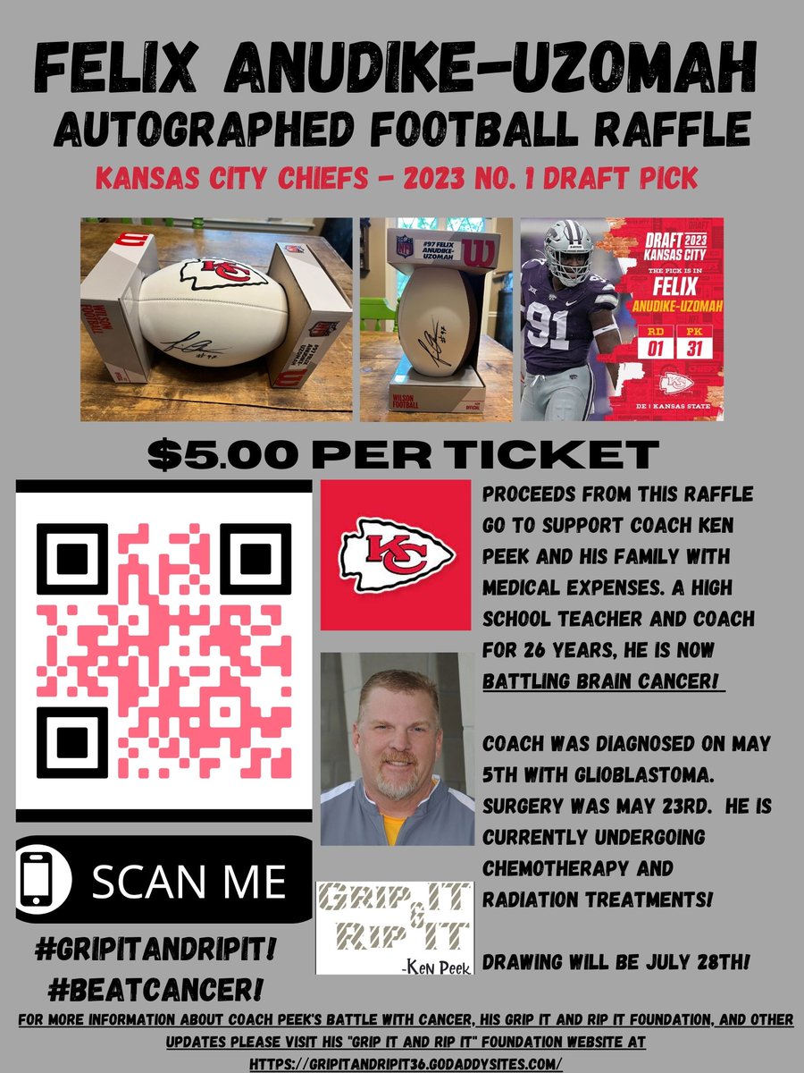 I want to thank the @Chiefs and @fanudike for the autographed football! What an awesome gesture! The raffle continues for this piece of memorabilia for the Chiefs No. 1 Draft Pick. The direct link to get tickets is: checkout.square.site/merchant/MLPYT… Thank you!