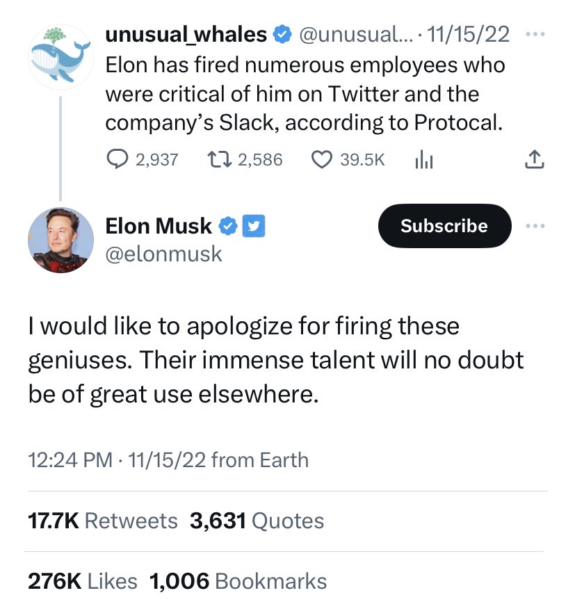 MattBinder's tweet photo. Twitter is threatening legal action against Meta over Threads

in November, Elon Musk mocked laid off Twitter employees, saying “their immense talent will no doubt be of great use elsewhere”

well, apparently some went to Meta to build Threads &amp; Musk now has a problem with that https://t.co/JZwTcNihXI