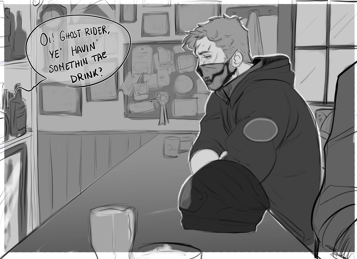 CLmeowtan's tweet image. Pub waiter!Soap and biker!Ghost, my brainrot with this AU is strong.

#ghostsoap #soapghost #ghoap #codmw2 #modernwarfare2 #CoDFanart