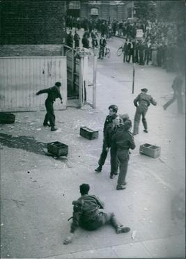 RealTimeWWII's tweet photo. 500 Canadian soldiers have destroyed the centre of Aldershot, England, after rioting in protest at not being shipped home. 30,000 Canadians have been promised repatriation after fighting in Germany, but lack of ships has delayed passage. https://t.co/B92YfY6jL2