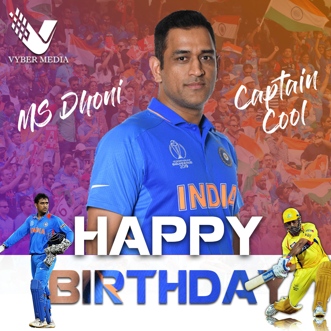 vyber_media's tweet photo. Happy Birthday  Mahendra Singh Dhoni! 🎉🏏🎂 Let's celebrate the man who brought glory to Indian cricket and won our hearts. Thank you for your immense contribution to Indian cricket and unforgettable moments on the field. #HappyBirthdayDhoni #CaptainCool #Legend #DhoniBirthday https://t.co/hJYhN2kDHt