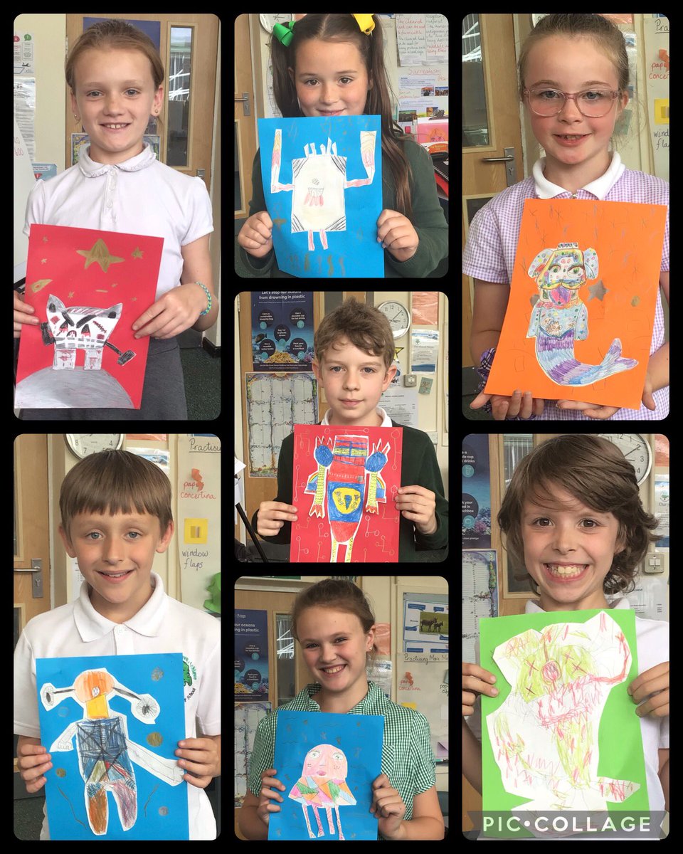 OJS_Year4's tweet photo. Using inspiration from Salvador Dali and his Surrealist artwork, we created our own dreamlike creatures. We practised different pencil lines to create texture and also experimented with colour, using blending and different tones of colour to add to our creatures. #OJSArt https://t.co/z4did2esxc