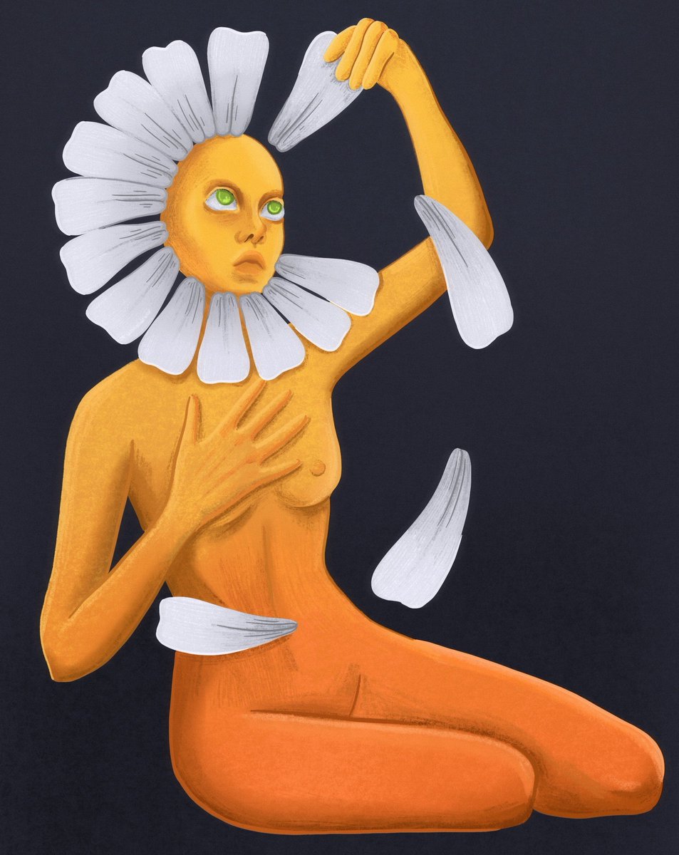 BolyaBoo's tweet photo. In my country, they used to read daisies: you tear off petal after petal and say: "Love? No love?
This art is inspired by this childish fortune-telling, when you're tormented by doubts about whether or not you're loved
#NFTartist #NFTCommunity https://t.co/PINpXlnGu1