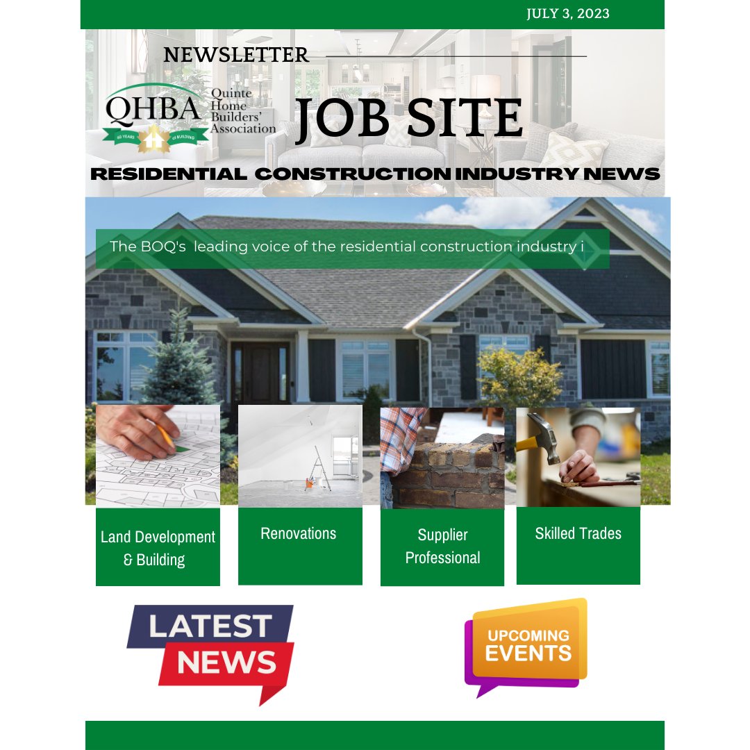 What's happening in residential construction?  Important Health &amp; Safety Compliance information and more. Check out the latest industry newsletter from the leading voice of residential construction in the #BayofQuinte !  Members: check your email for details.