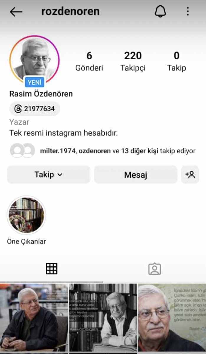 Çok kıymetli Rasim Özdenören ‘in tek instagram hesabı instagram.com/rozdenoren?igs…  desteklerinizi bekleriz dostlar 🍀