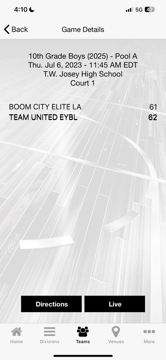 Boom City Elite LA losses a tough one in OT on a buzzer beating shot to Team United EYBL.
<a href="/BrianCarter00/">Brian Carter</a> 11pts 10rebs 3blks
<a href="/_devwtb/">Devin Hall</a> 11pts Reb
<a href="/JaDynLee18/">𝐽𝐿𝐸𝐸 ²</a> 10pts Reb
<a href="/chandlergamble4/">Chandler Gamble</a> 8pts 2rebs 2blks
@KjSmith3_ 7pts 5ast 4Rebs
<a href="/JarvisPalmer6/">Jarvis Palmer Jr</a> 6pts 2ast Reb