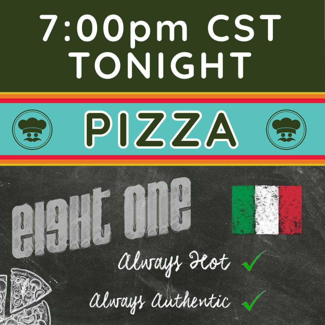 See what your boy and the mastermind / chef, <a href="/713BIGDAVE/">dave gebhardt</a> have in the oven for y’all tonight at 7:00pm CST <a href="/EightOneShop/">Eight One</a> 

Bellissimo! 👨‍🍳👨‍🍳🍕🍕