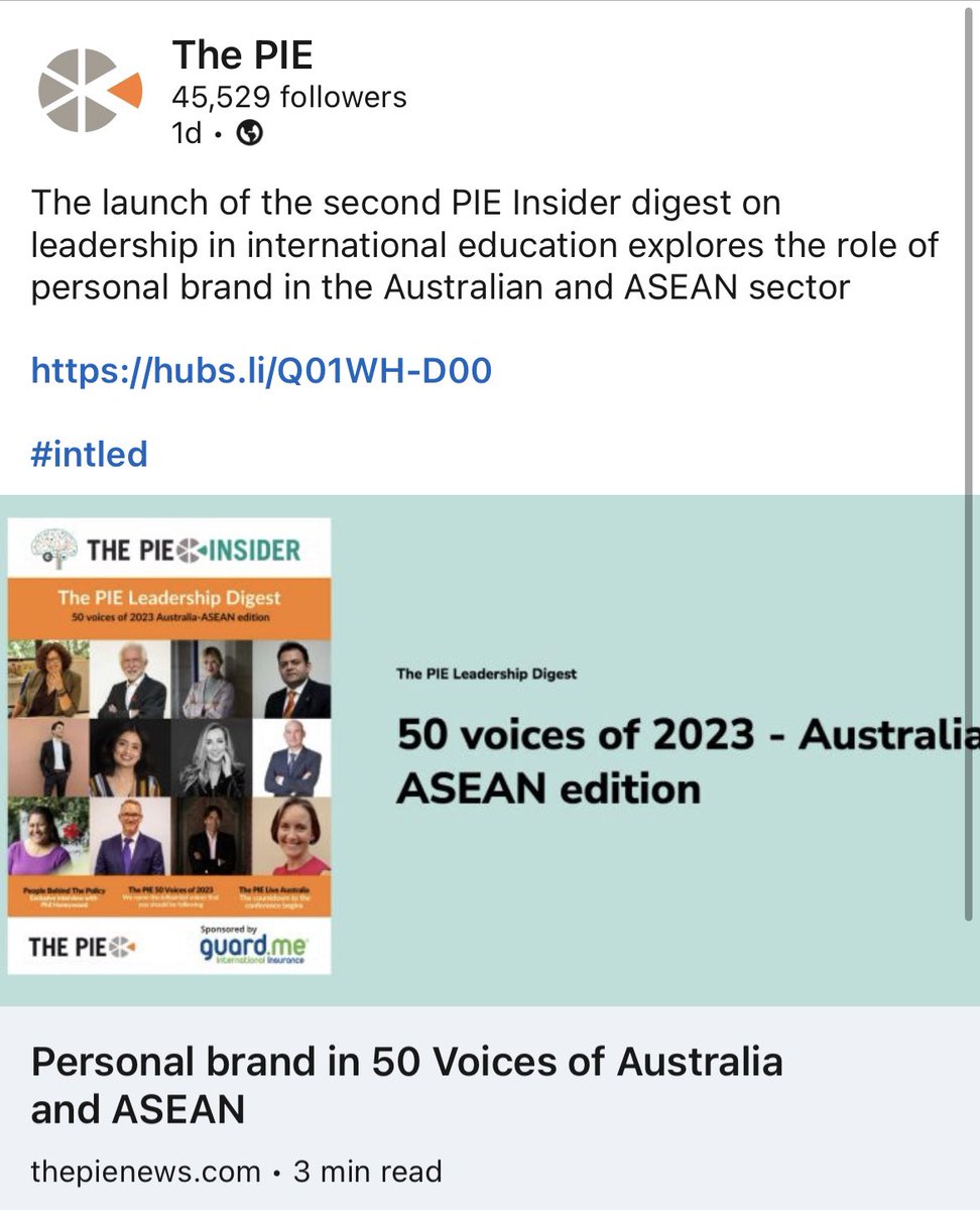 jtiatiasiau's tweet photo. Thankful to be recognised in the latest insider digest in leadership in international education for the Australian and ASEAN sector @ASEAN
#HigherEducation #leadership #followthepac 

https://t.co/jvpEKwPUXj https://t.co/kzrd3pfmSn