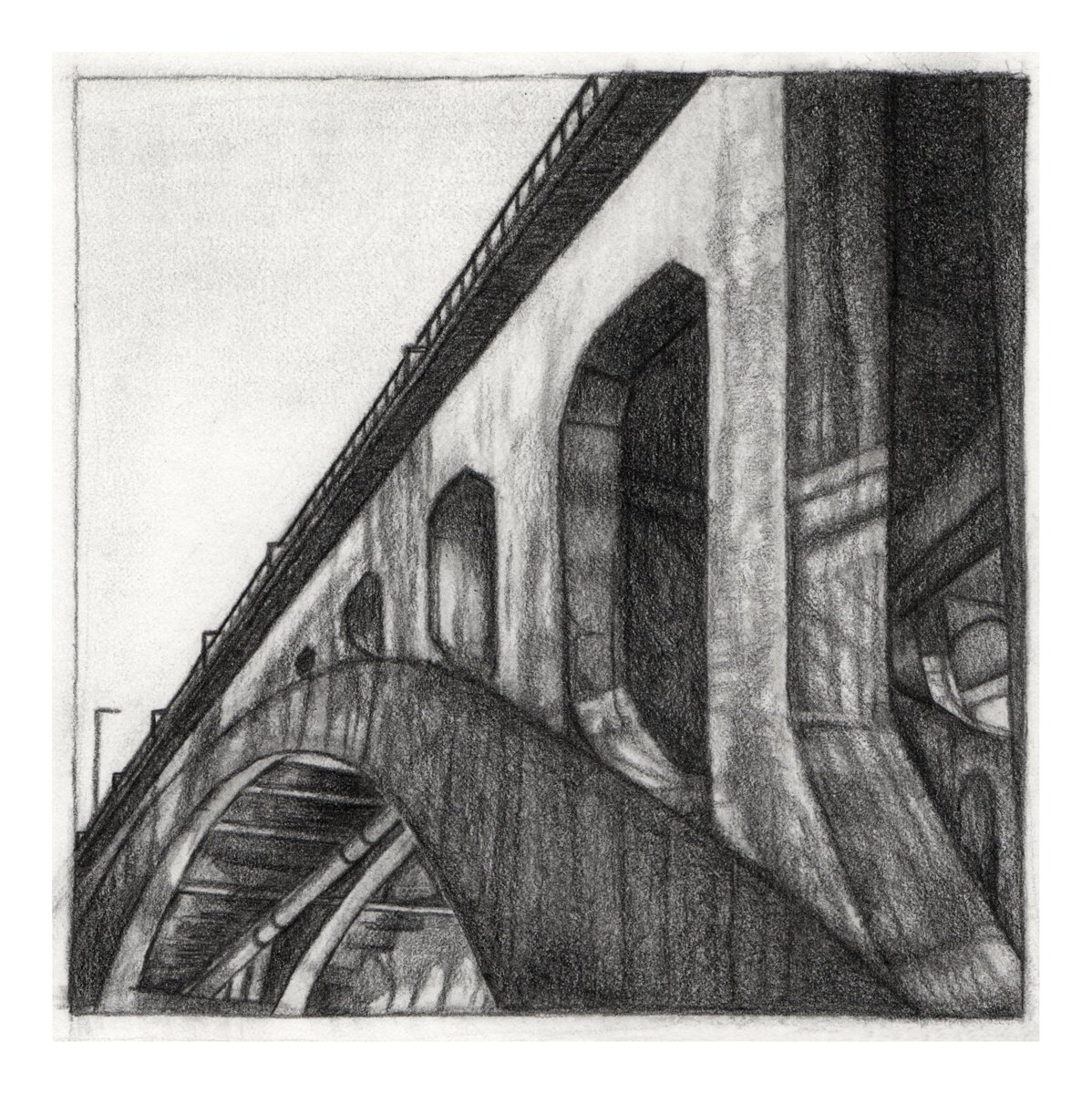 Berw (White) Bridge, Pontypridd
Pencil on paper
(2020)

#listedbuilding #drawing #artonpaper #art #artwork #heritage #concrete #bridge #pontypridd #southwales