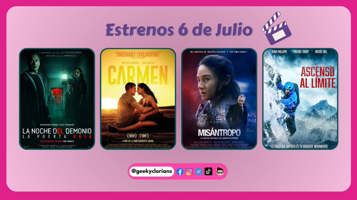 Estos son los estrenos de la semana:

🍿 #LaNocheDelDemonio #LaPuertaRoja

🍿 #Carmen

🍿 #Misántropo 

🍿 #AscensoAlLímite