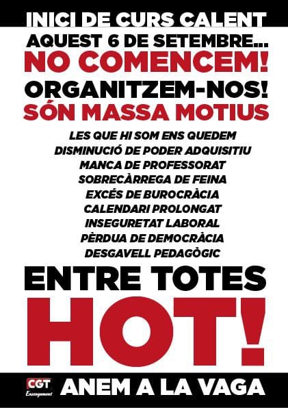 pedromercade's tweet photo. @educaciocat @AnnaSimo Doncs no coneix els resultats de les darreres eleccions sindicals o el criteri no ha estat la representativitat...
En tot cas sí coneix les demandes de mínims i de moment, amb to més suau però la mateixa lletra.
El 6 de setembre, #VAGA! 
#EntreTotesHot https://t.co/G5tcl4UeUo https://t.co/cgjtSSc7ru