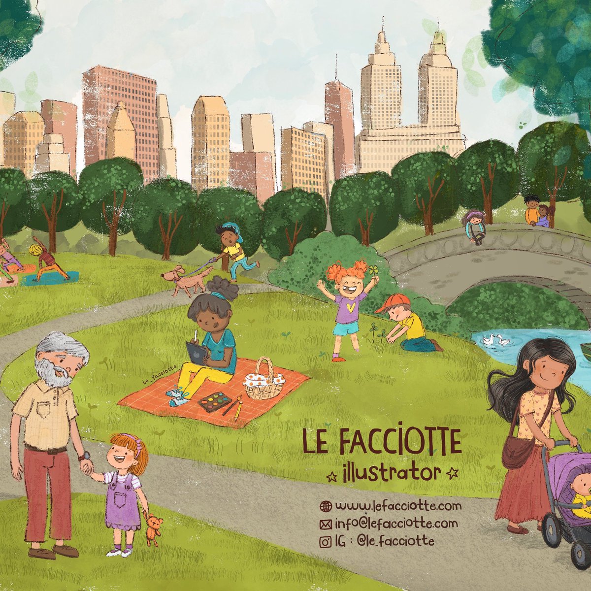 Lefacciotte's tweet photo. Hey This is a part of a spread that I’m working on , I thought it was perfect as #kidlitartpostcard day ! 
I’m Chiara, and I’m looking for interesting stories to illustrate! #centralparknyc #caterpillarillustrations 

https://t.co/kVgEfbmKdF 
info@lefacciotte.com https://t.co/UF3Bwy9LCc
