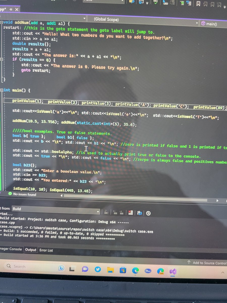 WestmontiAllday's tweet image. Templates, switch cases, and boolean on a whole different level!
Templates are so useful! Back in the days, it used to look scary lol. Templates make switch cases more elite!
#Coding #Cplusplus #Cplusplusprogramming #Programming #Developer #Programmer