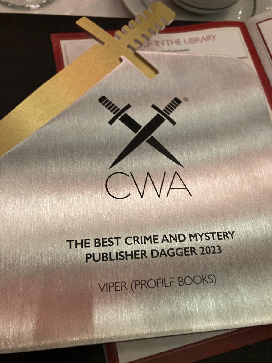 Viper wins best publisher at #cwadaggers !!!