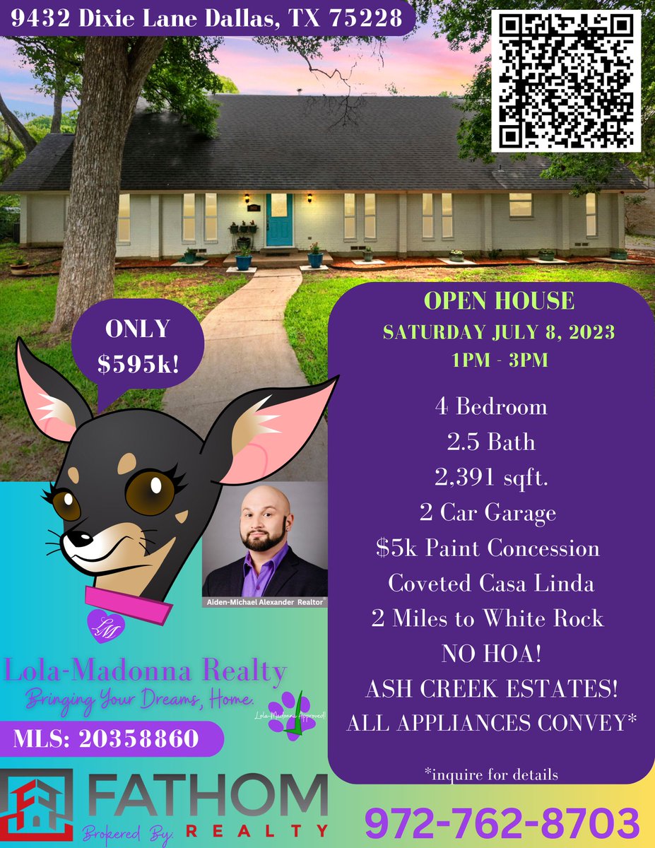 OPEN HOUSE! #LolaMadonnaRealty #AidenMichaelRealtor #DallasOpenHouse #DallasHomes #OpenHouseWeekend #CasaLinda #DallasRealtor