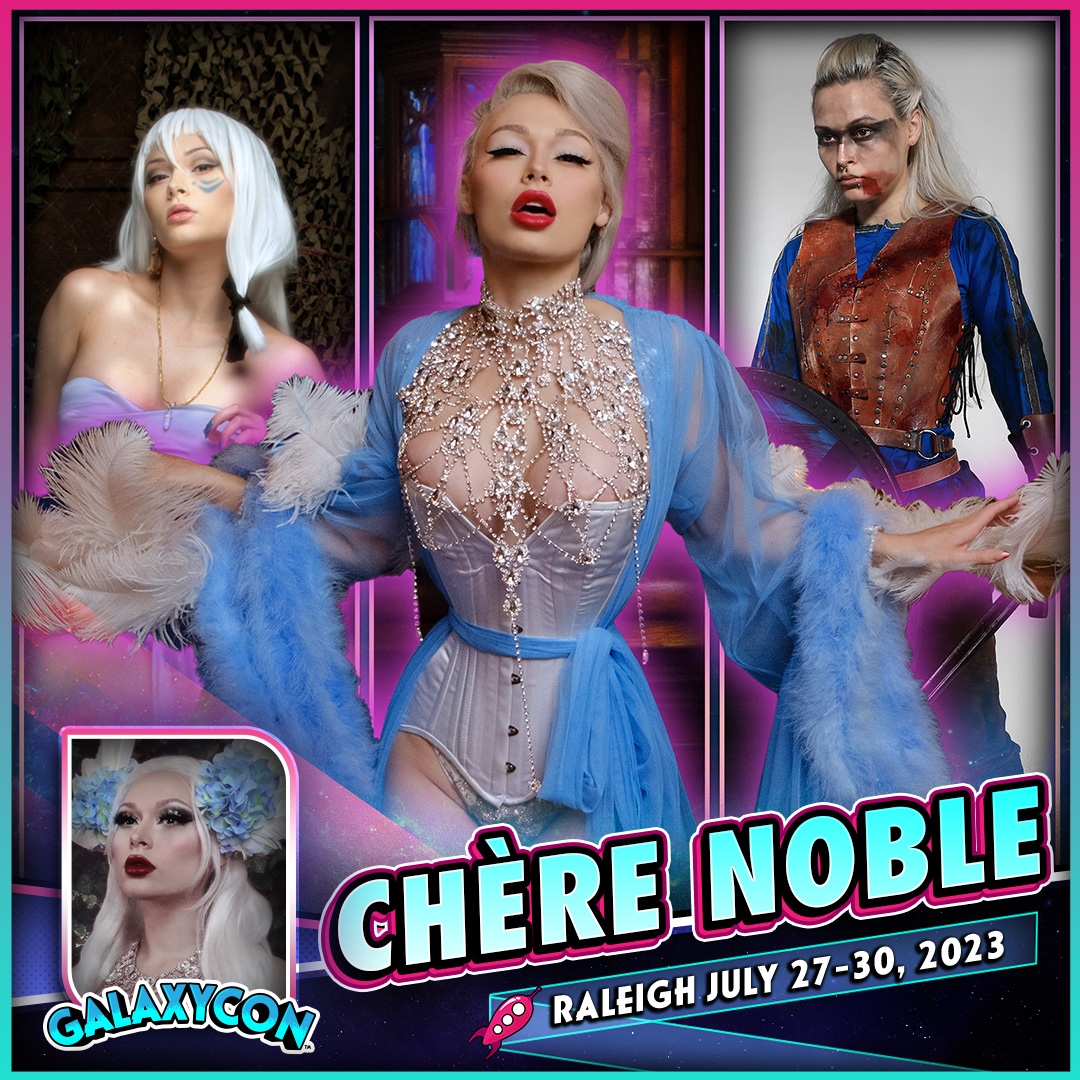 Meet professional Nerdlesque performer @ChereNobleBurly at GalaxyCon Raleigh, July 27-30, 2023, at the Raleigh Convention Center! Chère Noble will be appearing Thursday, Friday & Saturday.

Find Out More: galaxycon.info/cnoblerdutw
 
#GalaxyConLive #GalaxyConRaleigh #ComicCon