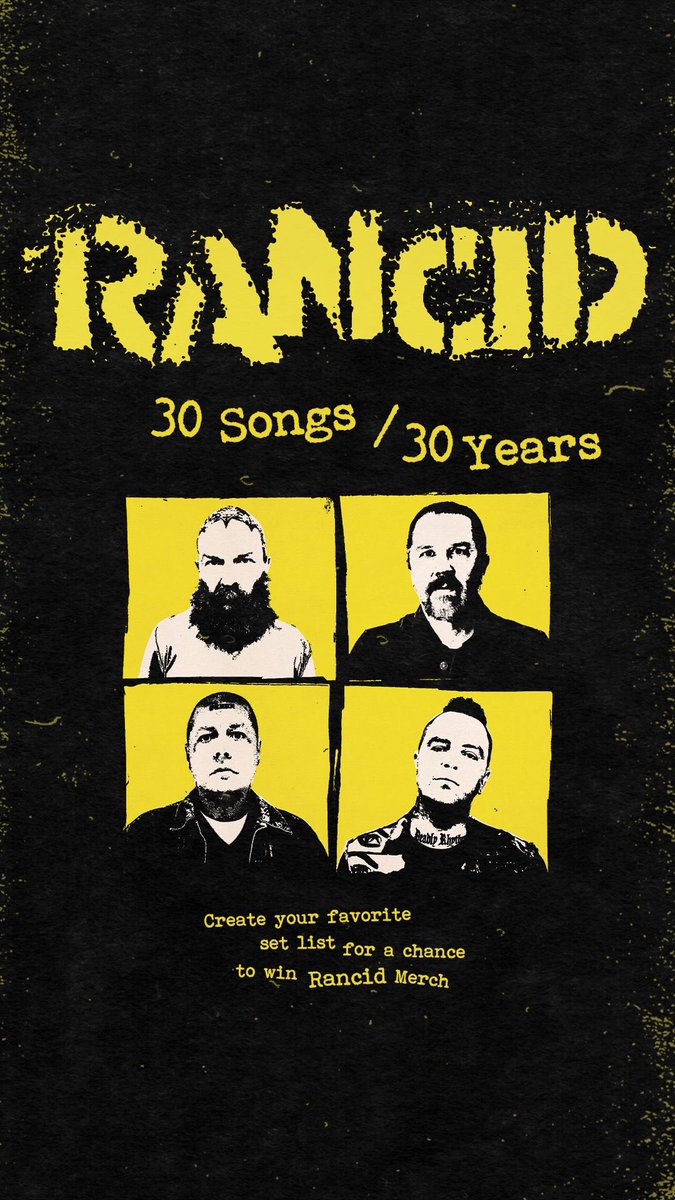Rancid's tweet image. 30 Songs / 30 Years. Create a playlist of your top 30 Rancid songs from the past 30 years for a chance to win a ‘Tomorrow Never Comes’ merch bundle.

Enter here: rancidrancid.com/30songs30years