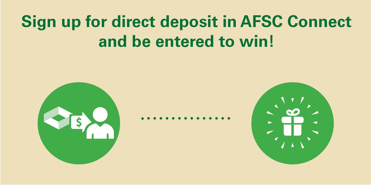 Direct deposit is secure, convenient and saves time. Beginning this month, clients who sign up for direct deposit in AFSC Connect will be entered to win a prize! Learn more: bit.ly/3ptYSdS #ABag