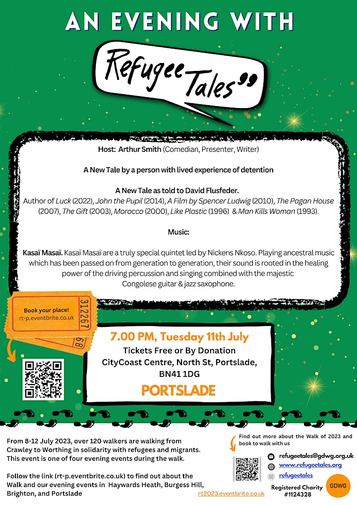 The excellent @RefugeeTales starts this Sat

Inspired by the Canterbury Tales, it's a migration pilgrimage

They walk together in the day and at night share food, music and stories from people in immigration detention

Join them for these evening events: