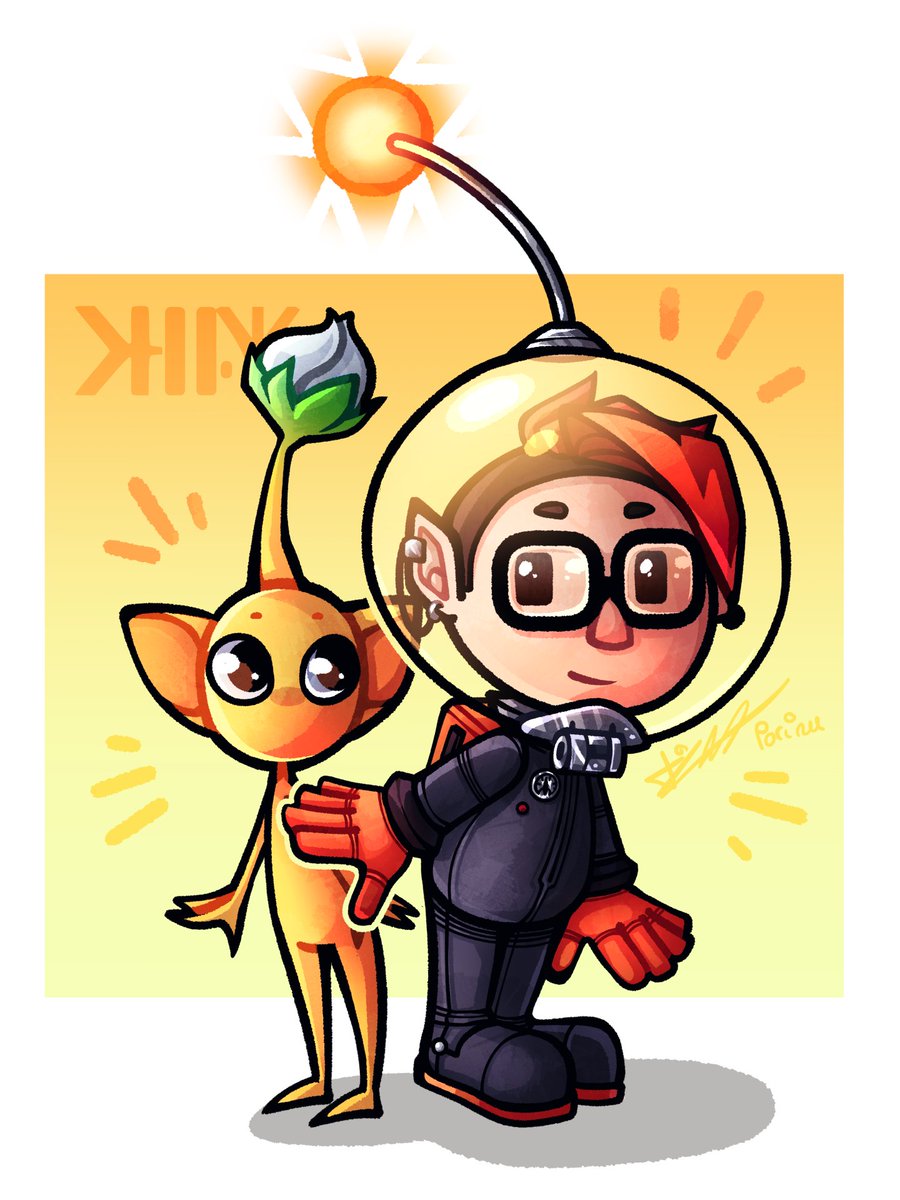 I couldn't resist to do my Pikmin leader based on my mascot/sona! Meet Ori, an intergalactic artist! #100_pikmin_challenge day 86!