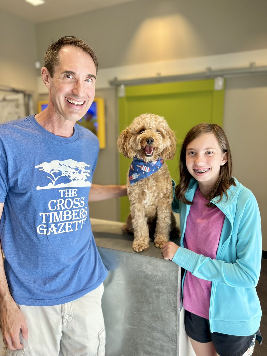 Our community mascot got to meet Max Miller, the editor and owner of the <a href="/ctgdentoncounty/">The Cross Timbers Gazette</a> and his daughter. It was all off the record 😉
