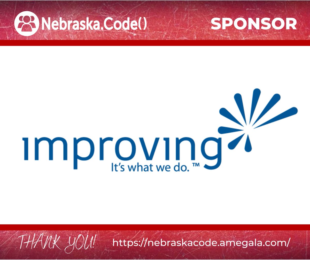 THANK YOU @Improving for sponsoring Nebraska.Code() this July!

The conference is two weeks away! Register now!

nebraskacode.amegala.com

#sponsor #NebraskaCode #Nebraska #ITConference #techcommunity #techconference #techcommunity #softwaredevelopment #networking #programming