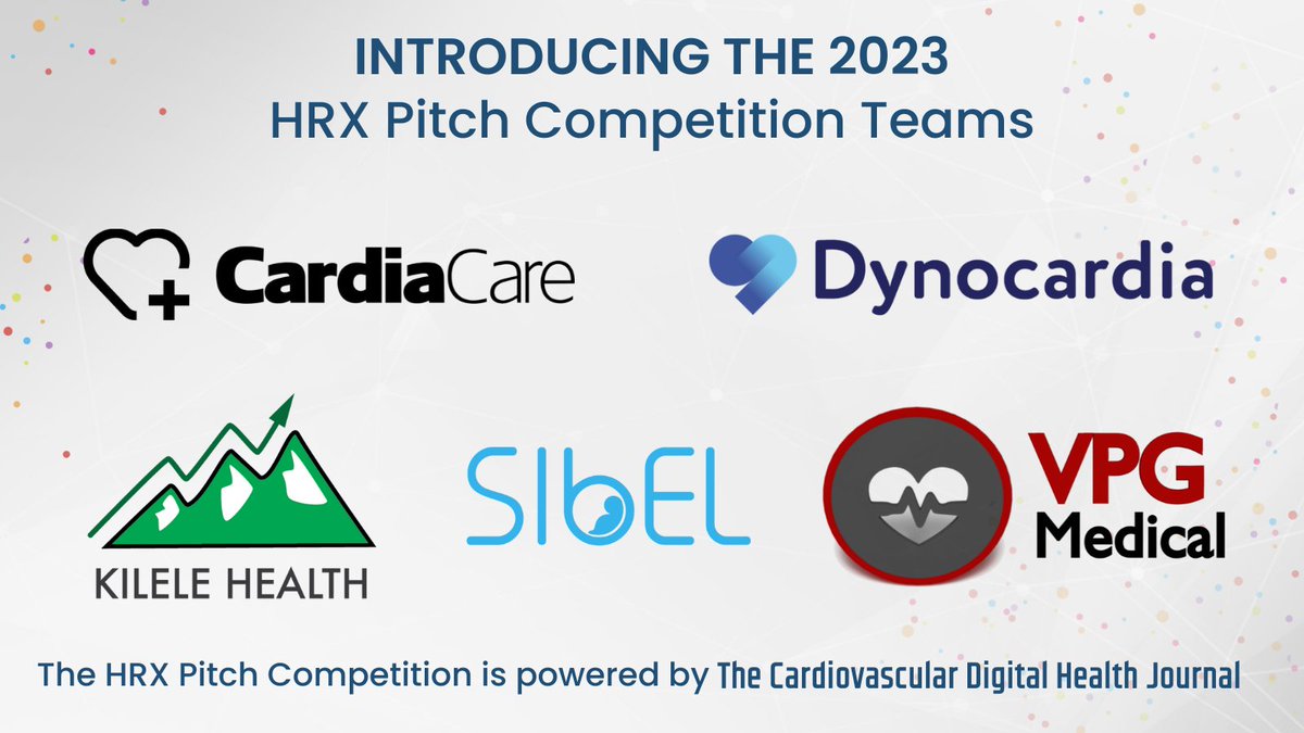 HRX (@experiencehrx) on Twitter photo Join us in congratulating the 5⃣ teams that will compete in the #HRX2023 Pitch Competition on Saturday, September 23, in Seattle, WA!
The selected teams are:
- CardiaCare
- Dynocardia
- Kilele Health
- <a href="/Sibel_Health/">Sibel Health</a>
- <a href="/VPGMedical/">VPG Medical Inc</a>
experiencehrx.com/pitch-competit… Join us in congratulating the 5⃣ teams that will compete in the #HRX2023 Pitch Competition on Saturday, September 23, in Seattle, WA!
The selected teams are:
- CardiaCare
- Dynocardia
- Kilele Health
- <a href="/Sibel_Health/">Sibel Health</a>
- <a href="/VPGMedical/">VPG Medical Inc</a>
experiencehrx.com/pitch-competit…