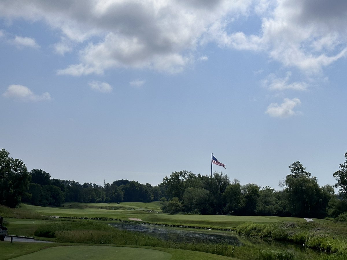 Top100Rick's tweet photo. Blackwolf Run - River 
#95/Top 100

“Life isn’t fair, why build a fair golf course?”  - Pete Dye loved to say this and that philosophy shows up at the wonderful River course. 

It’s conditioning is amongst the best of all resort courses I’ve played. Wonderful turf. The holes are unique and fun, gorgeous as well. 

On a few holes he loves to test your mind with “unfair” features, whether it be trees blocking the preferred route or greens that are brutally difficult.  But that unfairness is part of the experience. 

It’s amazing course that has lost some luster due to the changing philosophies in golf architecture, but it remains a great test of golf and an awesome golf course to play.  A modern classic.