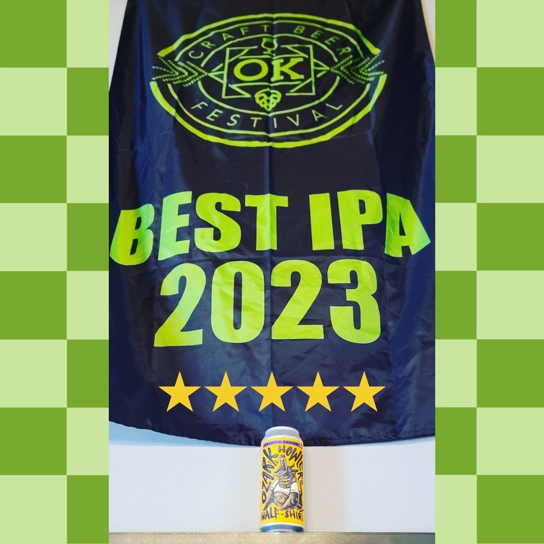 🥳 Big thanks to the <a href="/_OCBF/">OK Craft Beer Fest</a>! 🥳
Ozark Howler's Half-Shirt is one of our Cryptid Series release's &amp; it's a doozy if you haven't tried it.

#best #ipa #hazyipa #oklahoma #craftbeer